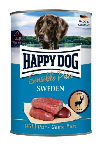 طعام رطب للكلاب بلحم الغزال طازج 400 غم من هابي دوك Happy Dog Sensible Pure Sweden-Deer 