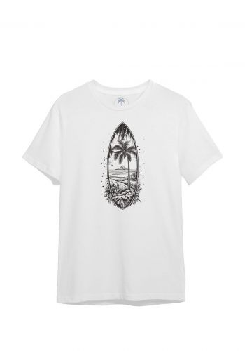 تيشيرت لكلا الجنسين بطبعة نخلة ابيض اللون من كاوف Kaof Design Regular T Shirt Pearl White Reflector
