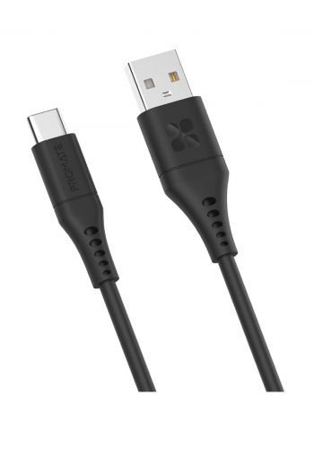Promate PowerLInk AC120 1.2m Ultra-Fast USB-A to USB-C Soft Silicone cable- black كابل من بروميت