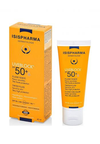 كريم واقي شمسي ملون للبشرة الحساسة  40 مل من إيزيس فارما  ISIS Pharma Uveblock 50+ Light Tinted Fluid