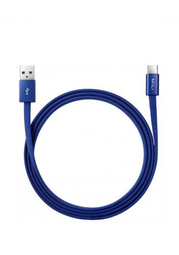 Mili HX-T61 Stylish USB to Type-C Cable - Blue كيبل شحن للموبايل يو اس بي الى تايب سي 1.2 متر من ميلي