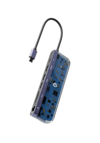محولة Powerology P71USHTP Crystalline Series 7 in 1 USB-C Multi Hub PD 100W