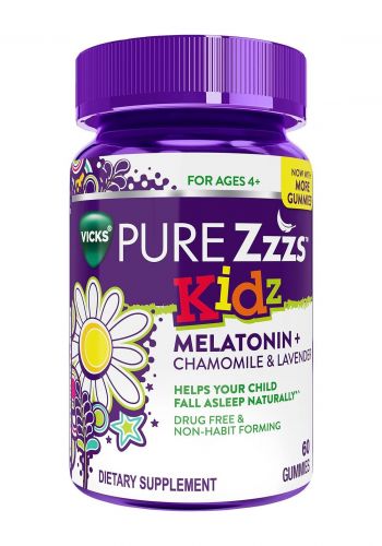 فيتامينات اطفال تساعد على النوم بطعم التوت 60 حبة جلاتينية من فيكس Vicks PURE Zzzs Kidz Melatonin Gummies
