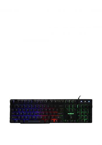 MOXOM USB Black Gaming Keyboard Rainbow BackLight Language English كيبورد كيمنك من موكسوم