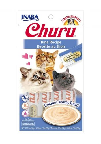 مكافئات بنكهة التونة للقطط 4×14 غرام من إينابا Inaba Churu Tuna Recipe Creamy Cat Treat