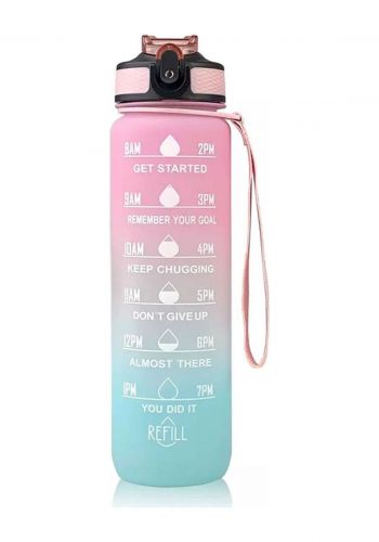 قنينة ماء مع محدد للوقت 1 لتر باللون الوردي والسمائي MWB-18003 Motivational Time Marker Water Bottle 