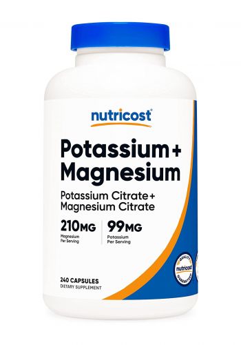 مكمل البوتاسيوم والمغنيسيوم الغذائي 240 كبسولة من نيوتريكوست Nutricost Potassium + Magnesium

