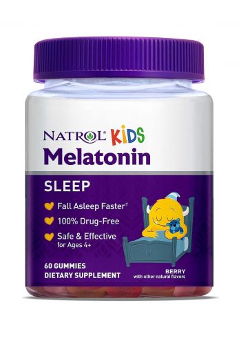 جلاتين مكمل غذائي للاطفال مساعد على النوم بنكهه التوت 60 حبة جلاتين من ناترول كيدز Natrol Kids Melatonin Sleep 