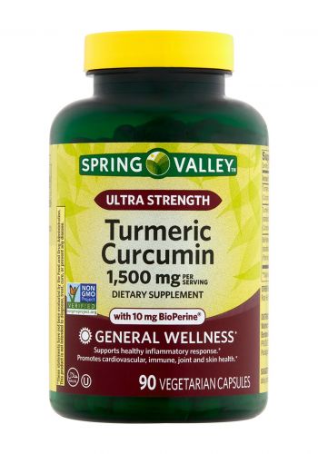 مكمل غذائي من الكركم والكركمين 90 حبة من سبرنك فالي Spring Valley Turmeric Curcumin Dietary Supplement 1,500 mg