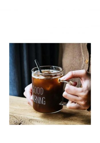 قدح زجاجي بسعة 400 مل بعبارة Good Morning