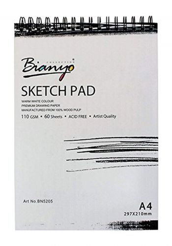 دفتر رسم اقلام رصاص وفحم 60 ورقة قياس A4 من بيانيو  Bianyo Pencil and Charcoal Sketch Pad