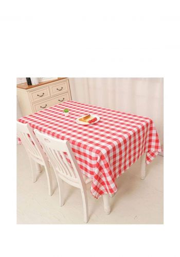 غطاء طاولة مستطيل الشكل 150*180 سم باللون الاحمر والابيض