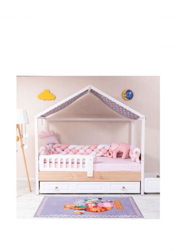 طقم غطاء فراش مع مصدات لسرير الاطفال 7 قطع باللون الوردي الفاتح  
