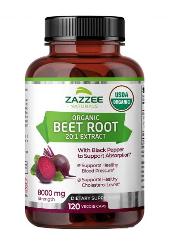 كبسولات مستخلص جذور الشمندر العضوي 120 كبسولة من زازي Zazzee Organic Strength Beet Root 20:1 Extract
