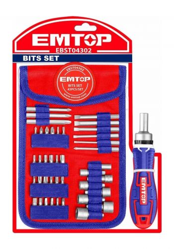 سيت مفك  متعدد الرؤوس 43 قطعة من إيمتوب Emtop EBST04302 Screwdriver Bit Set