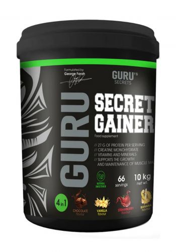 Gurus Secrets Secret Gainer مكمل غذائي بنكهة الفراولة 10كغم من كروسيس سيكرت