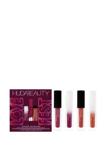 سيت احمر شفاة سائلة ميني مطفية ولامعة 4 قطع من هدى بيوتي Huda Beauty Lovefest Tear & Share Lip Quad 