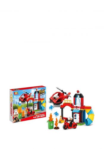 لعبة تركيب للأطفال 50 قطعة من جن دا لونك تويز Jun Da Long Toys 5419 Building Block Firefighting Helicopter Rescue 
