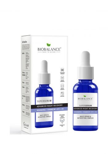 سيروم ليلي بالريفيراترول وفيتامين سي 30 مل من بايو بلانس Biobalance Superserum Advanced Night Recovery
