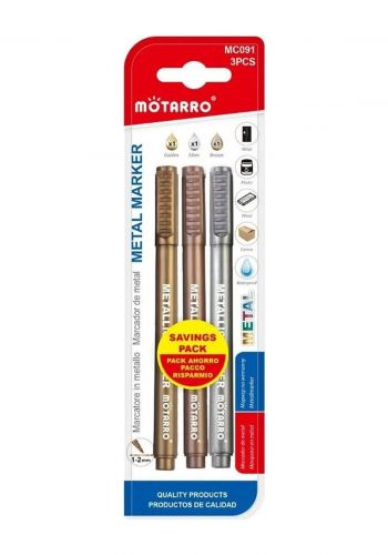 سيت اقلام ماركر  3 قطع بحجم 2 ملم بطول 13.4 سم من موتارو Motarro MC091 Pens Metal Marker