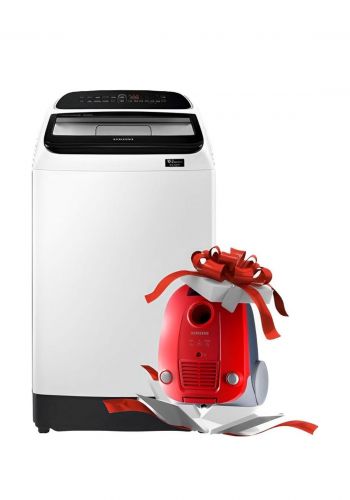 غسالة تحميل علوي 15 كغم مع هدية مكنسة 3 لتر 2000 واط من سامسونج Samsung WA15T5260BW/RQ Top Loading Washing Machine with Bagged Vacuum Cleaner