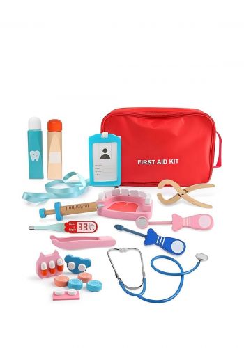 لعبة المجموعة الطبية للاطفال 19 قطعة من بيبيرن Beebeerun yyx901 First Aid Kit Wooden Set For Kids