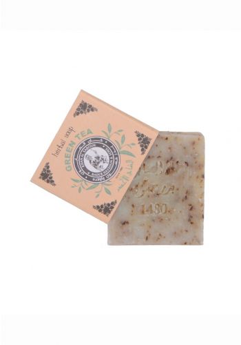 صابون ورق الشاي الأخضر العشبي 80 غرام من خان الصابون khan alsaboon Herbal green tea leaf soap