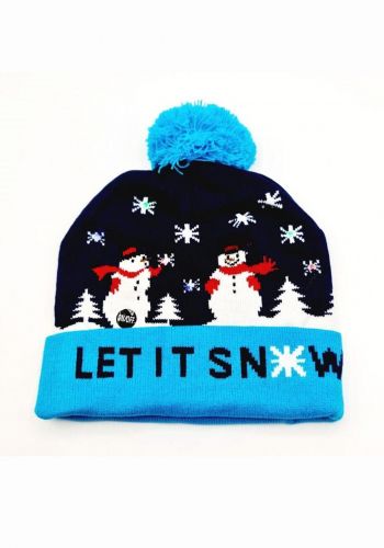 قبعة صوف للكرسمس مع اضاءة بشكل رجال الثلج