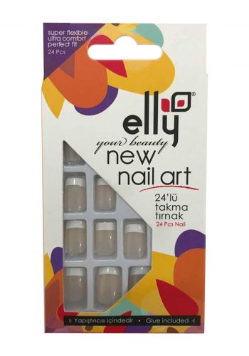 مجموعة اظافر صناعية اللون الابيض 24 قطعة من ايلي Elly Nail White0077
