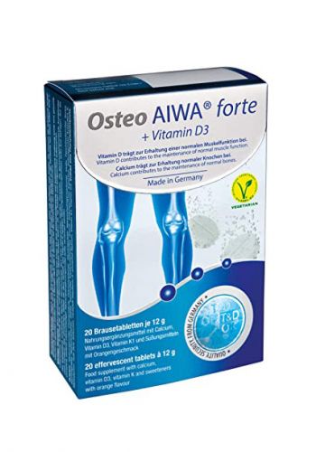 فيتامينات أقراص فوارة بنكهة البرتقال - 1000 ملغم من الكالسيوم مع فيتامين دي 3 - 20 قرص - Osteo Aiwa Forte + D3