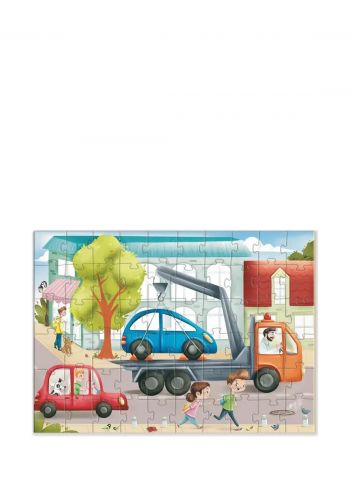 لعبة بازل للاطفال بتصميم سحب السيارة بالشاحنة على الطريق 60 قطعة من دودو Dodo Puzzle Tow Truck On The Road