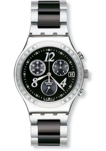 ساعة رجالية سوداء وفضي اللون اللون من سواج  Swatch YCS485GC Men's Watch