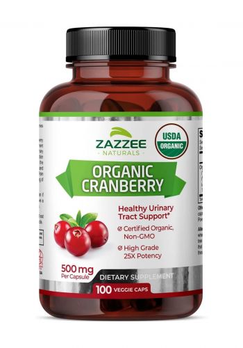 مكمل غذائي عضوي بالكرز 100 كبسولة من زازي Zazzee USDA Organic Cranberry Extract