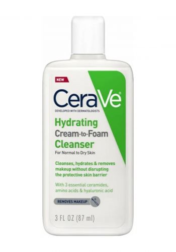 غسول وجه مرطب للبشرة العادية والجافة 87 مل من سيرافي Cerave Hydrating Cream To Foam Cleanser