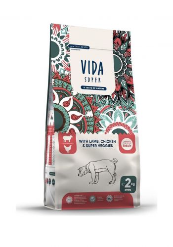 طعام جاف للكلاب البالغة بنكهة الدجاج مع لحم الغنم 2 كغم من كرافتيا  Kraftia Vida Super Dog Adult M/L Lamb & Chicken 