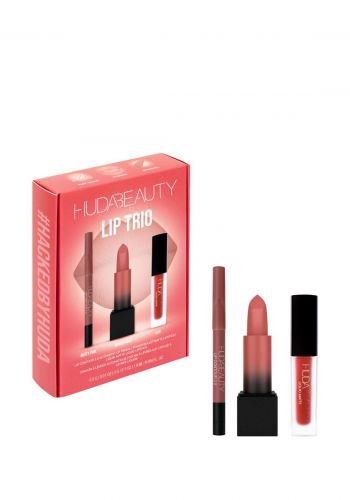 سيت احمر ومحدد شفاه من هدى بيوتي Huda Beauty The Ultimate Lip Trio Set - Icon