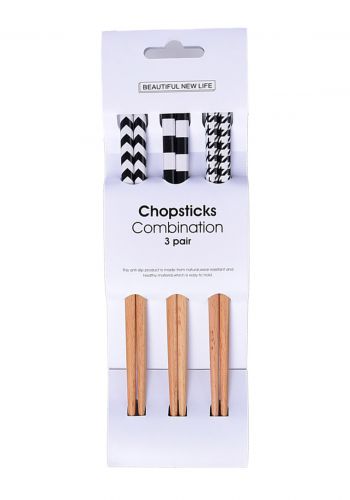 عيدان للطعام  المينا الأسود والأبيض 3 قطع  من ميني كود Minigood Black and white enamel chopsticks combination