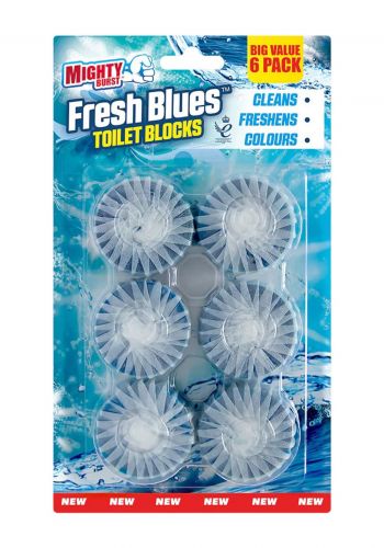 اقراص تنظيف المرحاض 6 × 50 غرام من مايتي بيرست Mighty Burst Fresh Blues Toilet Blocks
