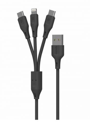 Porodo PD-31LCC-BK 3 in 1 USB Cable Lightning & Type-C 3M - Black كابل من بورودو