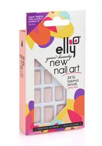 مجموعة اظافر صناعية باللون البيجي 24 قطعة  من ايلي Elly Nail Natural Beige