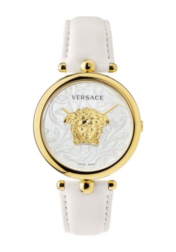 ساعة نسائية 39 ملم بسوار جلد ابيض اللون من فيرساتشي Versace VECO01320 Palazzo Empire Barocco Ladies Watch