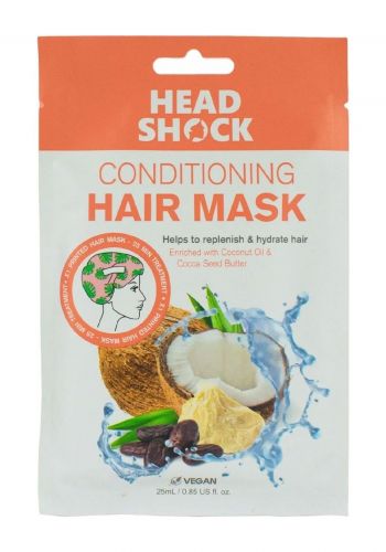 قناع مر طب للشعر بخلاصة جوز الهند  25 مل من هيد شوك Head Shock Conditioning Hair Printed Mask Coconut Oil