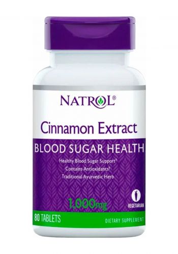 مستخلص القرفة 1000 ملغم لتنظيم نسبة السكر في الدم 80 حبة من ناترول Natrol Cinnamon Extract 1000 Mg Blood Sugar Health Capsules