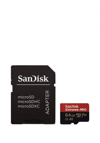 Sandisk Extreme Pro Micro-Sdxc Uhs Card 64gb R (170 Mb) W (90 Mb) بطاقة ذاكرة