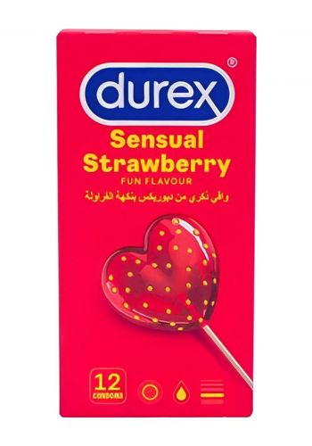 واقي ذكري بالفراولة 12 قطعة من ديوركس Durex Sensual Strawberry Condoms