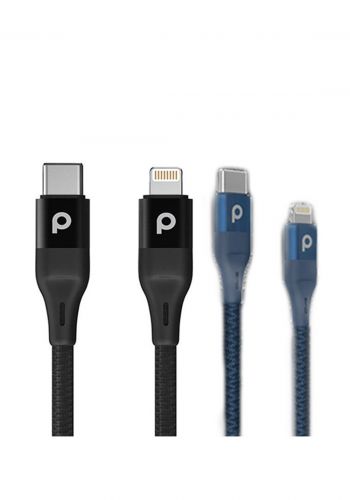 Porodo PD-CLBRPD12-BK Braided USB-C to Lightning Cable 1.2m 9V كابل من بورودو