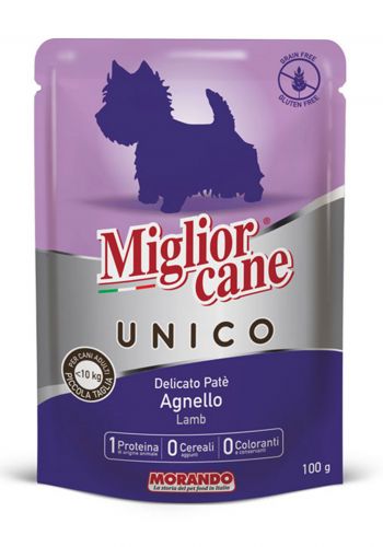 طعام مغلف للكلاب يونيكو 100 غم ب لحم الغنم من موراندو migliorcane unico_morando