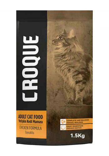 طعام جاف من كروك 1.5 كغم للقطط البالغة بطعم الدجاج CROQUE adult cat dry food
