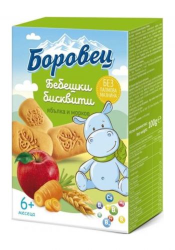 بسكت خاص للاطفال  من عمر 6 اشهر بالتفاح و الجزر 100 غم من بوروفيتس Borovets Baby Biscuits