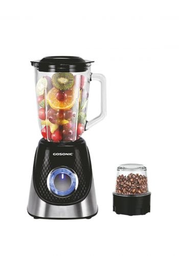 خلاط زجاجي كهربائي مع مطحنه 2 في 1 600 واط من جوسونك Gosonic GSB-428 2 in 1 Glass Blender and Grinder 